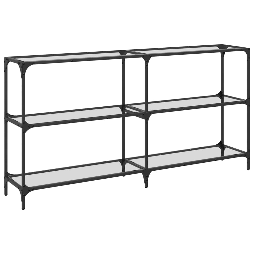 Sleek Steel Console Table with Transparent Glass Top 158.5x30x81 cm