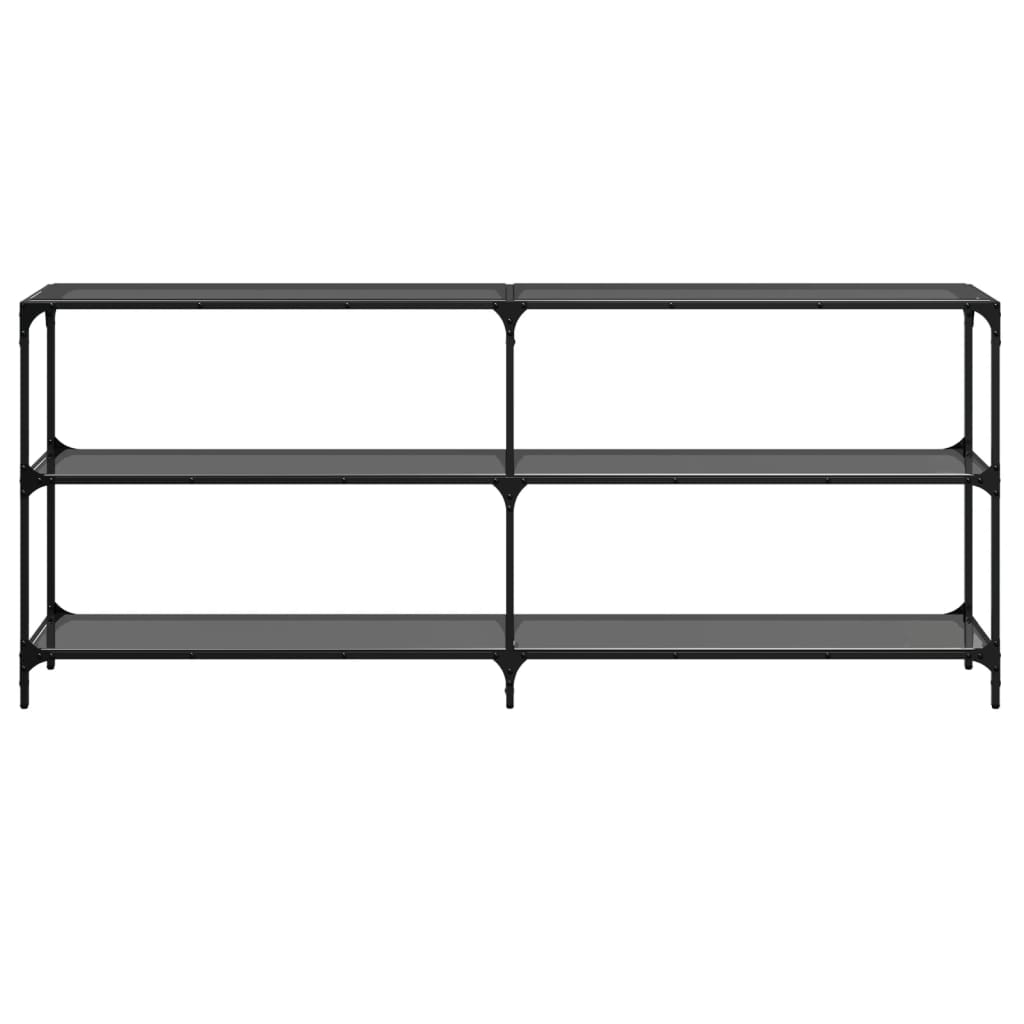 Sleek Steel Console Table with Black Glass Top 194.5x30x81 cm