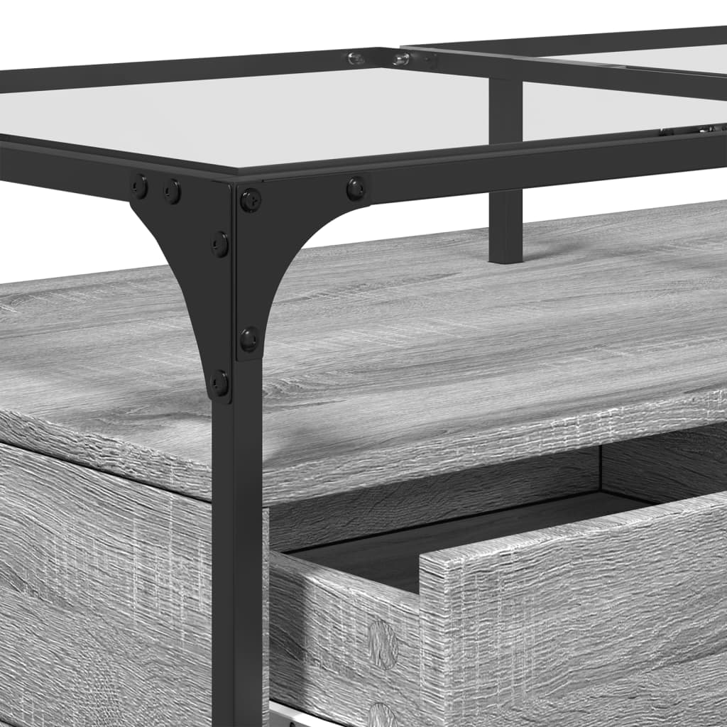 Coffee Table with Glass Top Grey Sonoma 98.5x50x45 cm Steel