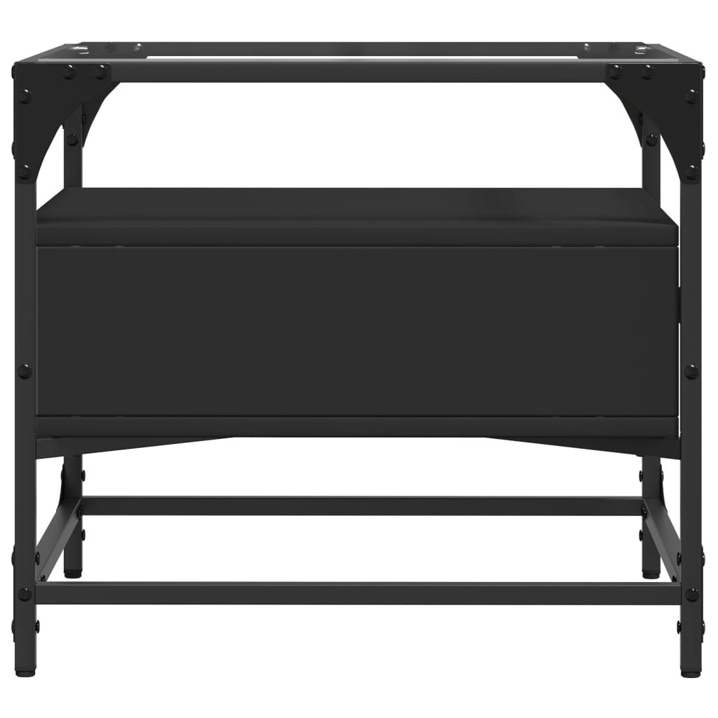 Coffee Table with Glass Top Black 50x50x45 cm Steel
