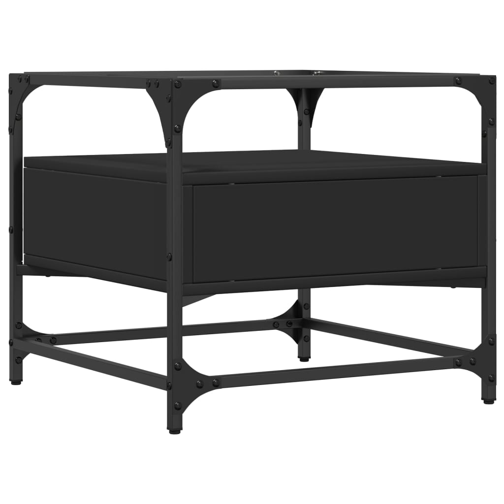 Coffee Table with Glass Top Black 50x50x45 cm Steel