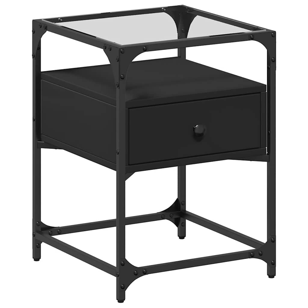 Sleek Black Bedside Cabinet 40x40x55 cm - Engineered Wood