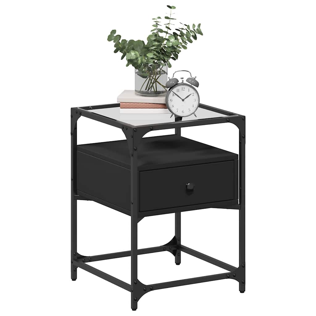 Sleek Black Bedside Cabinet 40x40x55 cm - Engineered Wood