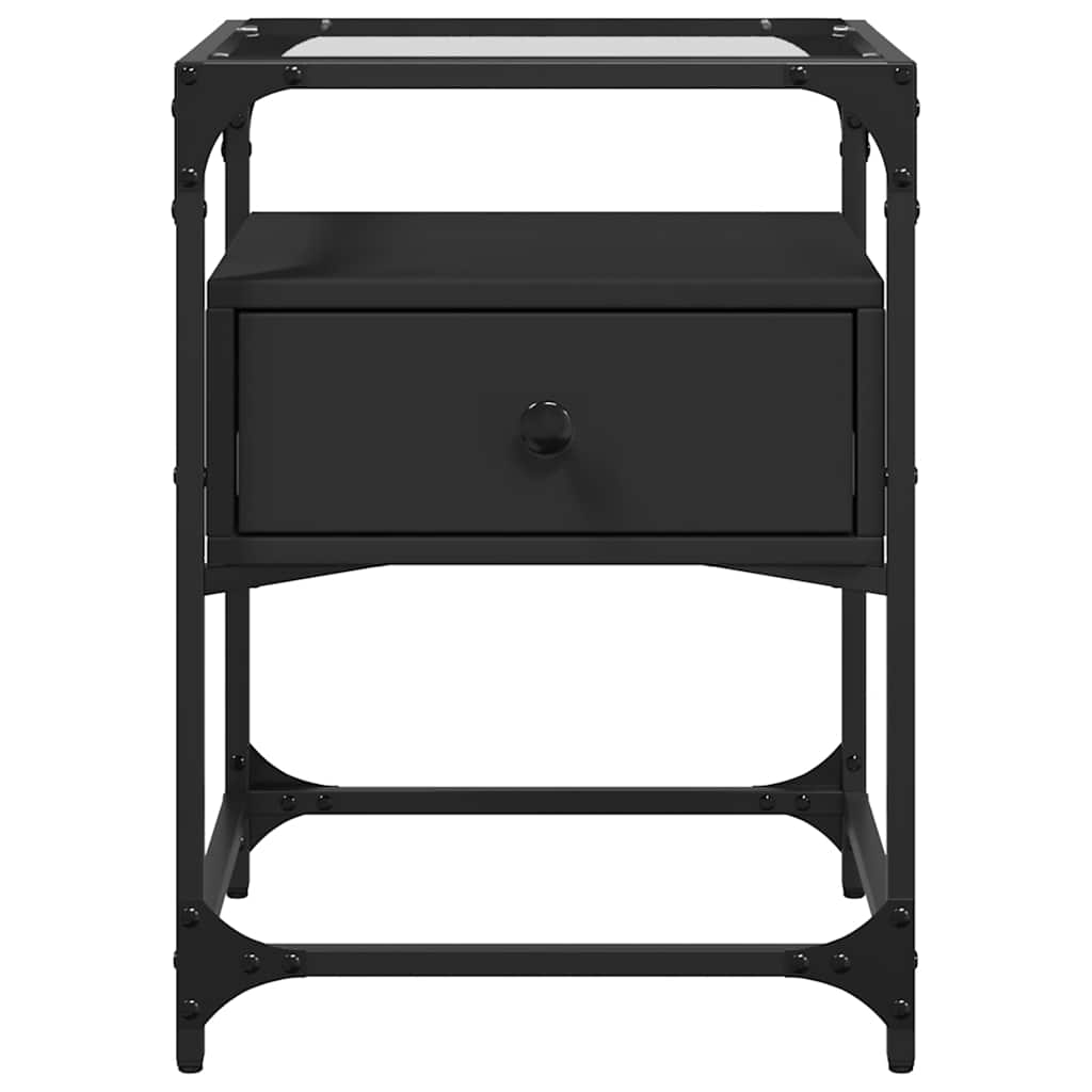 Sleek Black Bedside Cabinet 40x40x55 cm - Engineered Wood