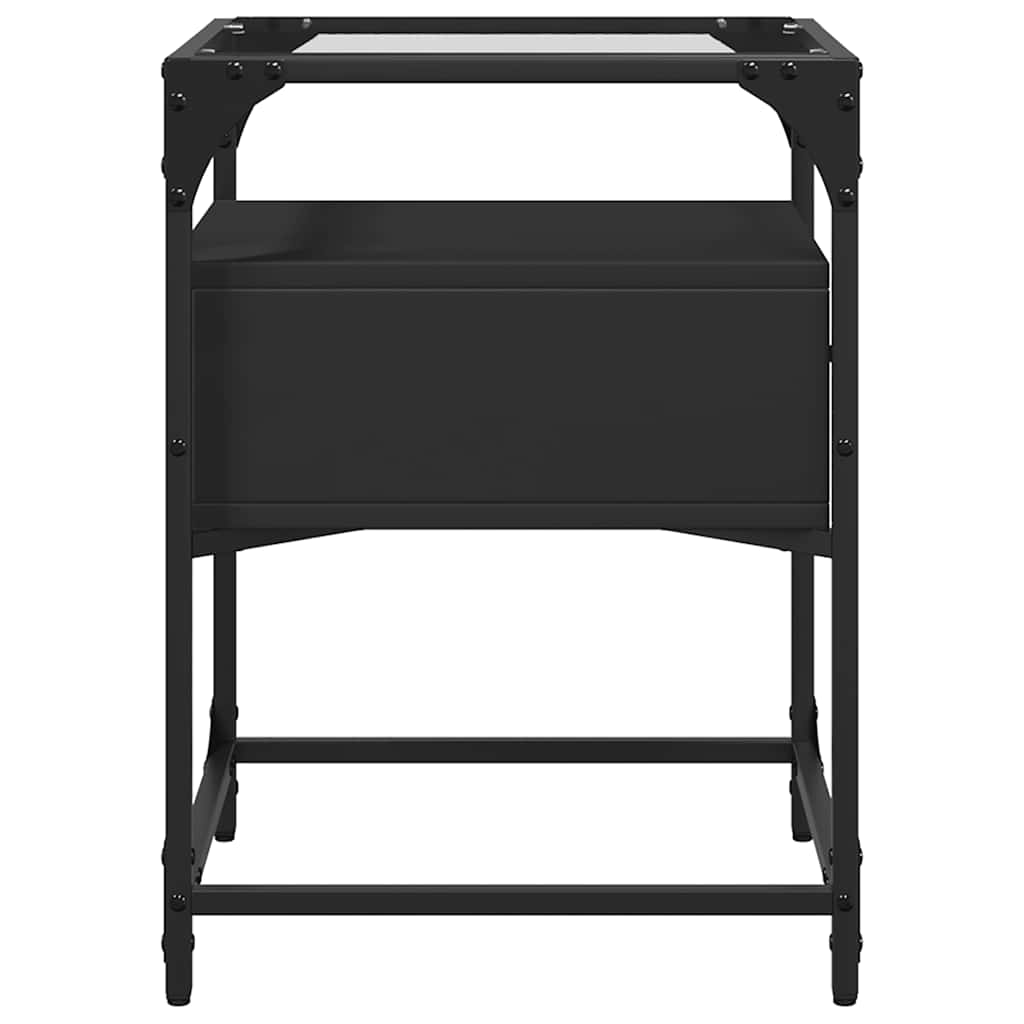 Sleek Black Bedside Cabinet 40x40x55 cm - Engineered Wood