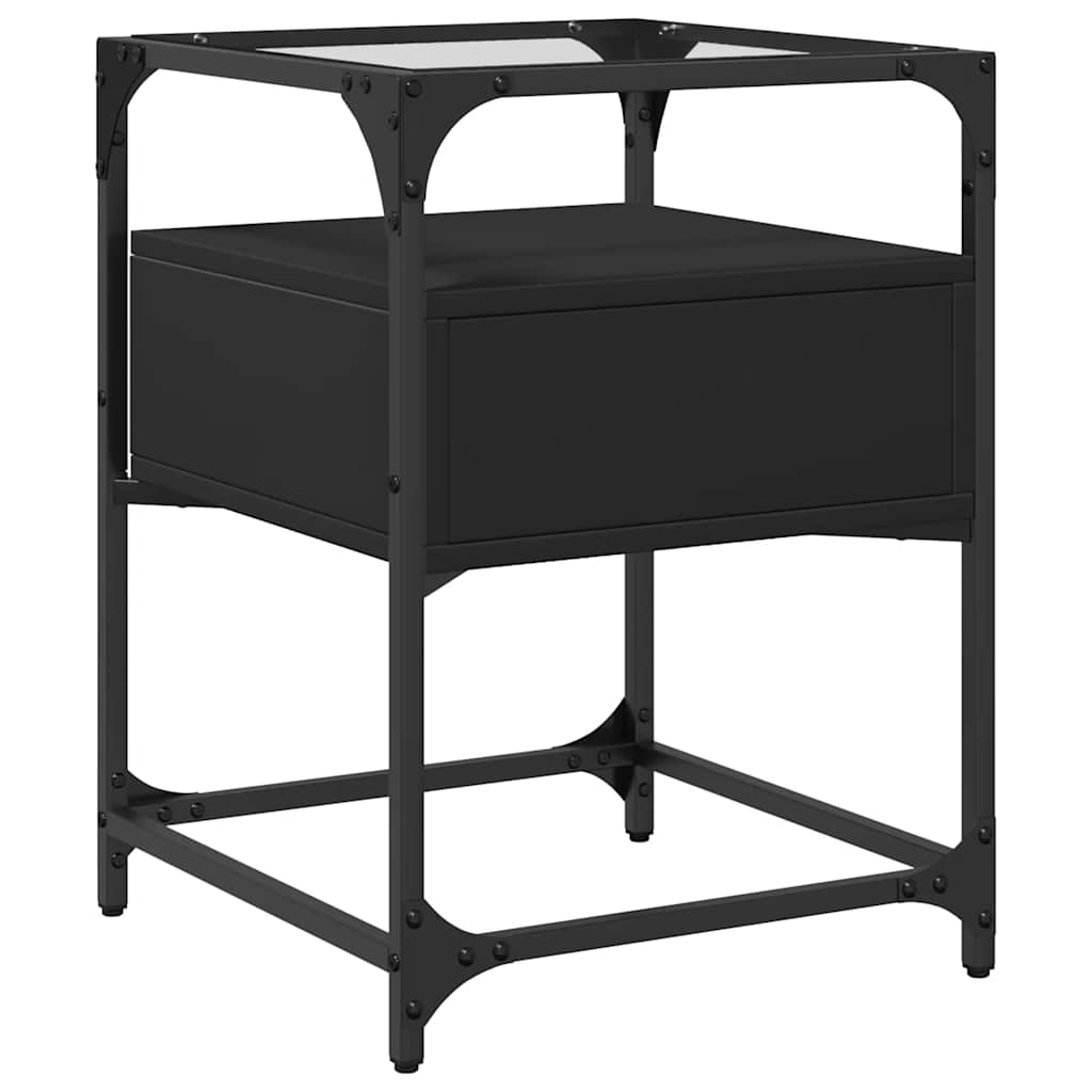 Sleek Black Bedside Cabinet 40x40x55 cm - Engineered Wood
