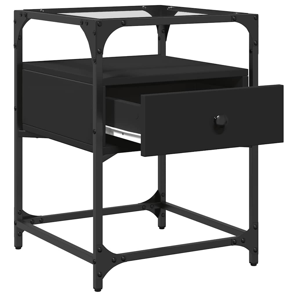 Sleek Black Bedside Cabinet 40x40x55 cm - Engineered Wood