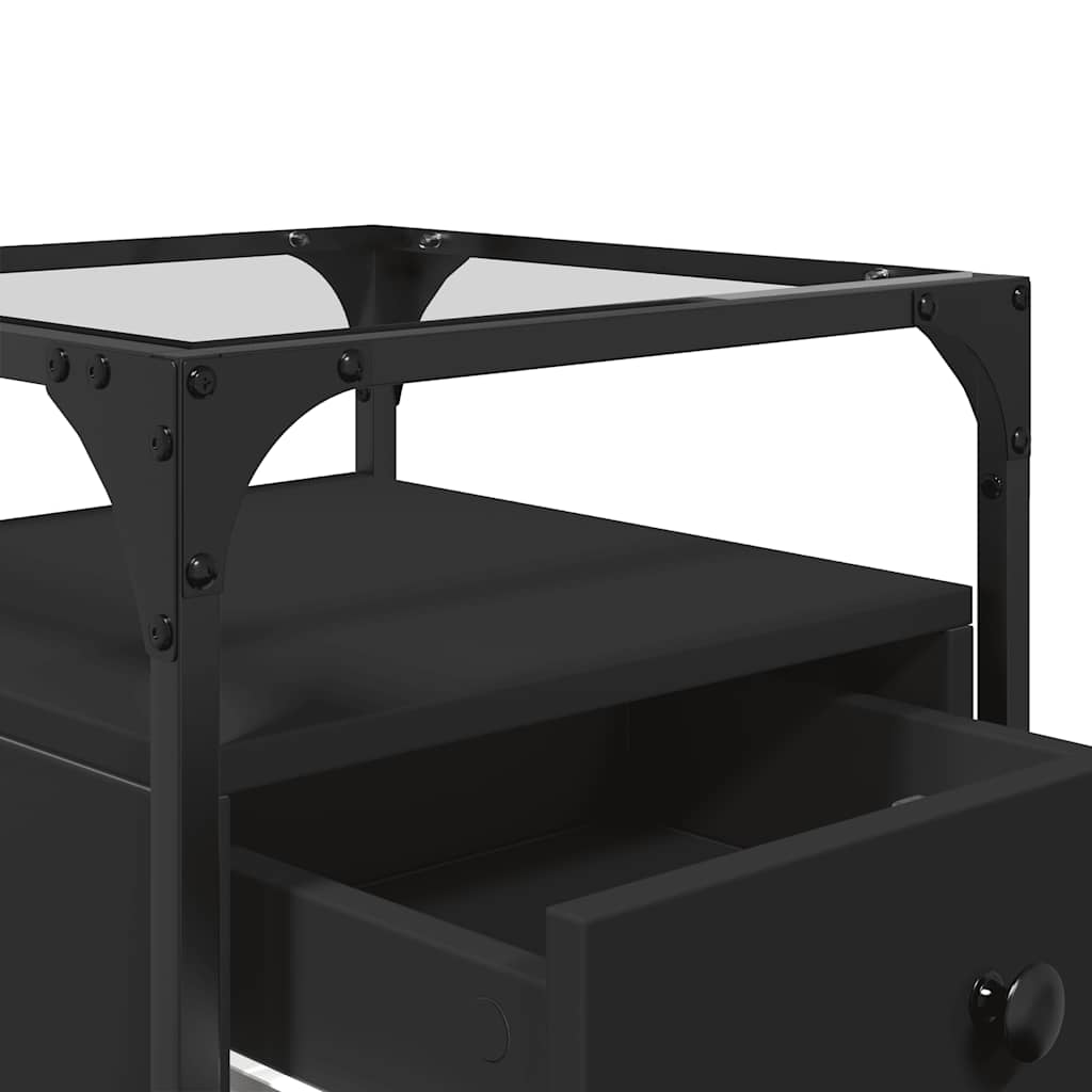 Sleek Black Bedside Cabinet 40x40x55 cm - Engineered Wood