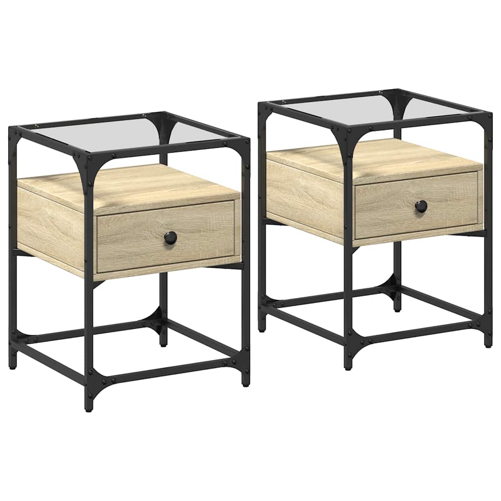 Sonoma Oak Bedside Cabinets Set, 2 pcs, 40x40x55 cm, Engineered Wood