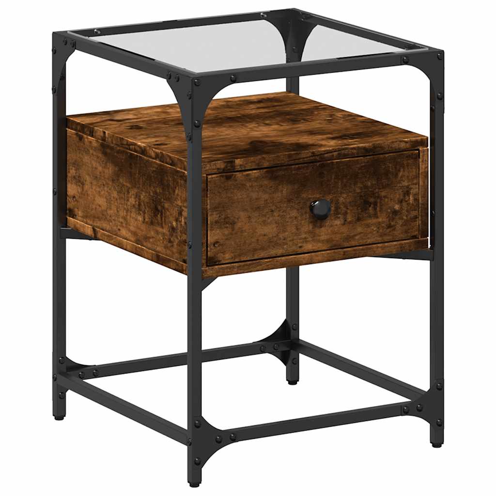 Smoked Oak Bedside Cabinet - 40x40x55 cm, Engineered Wood