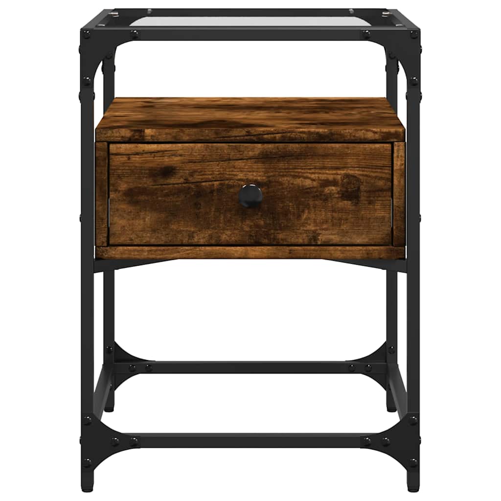 Smoked Oak Bedside Cabinet - 40x40x55 cm, Engineered Wood