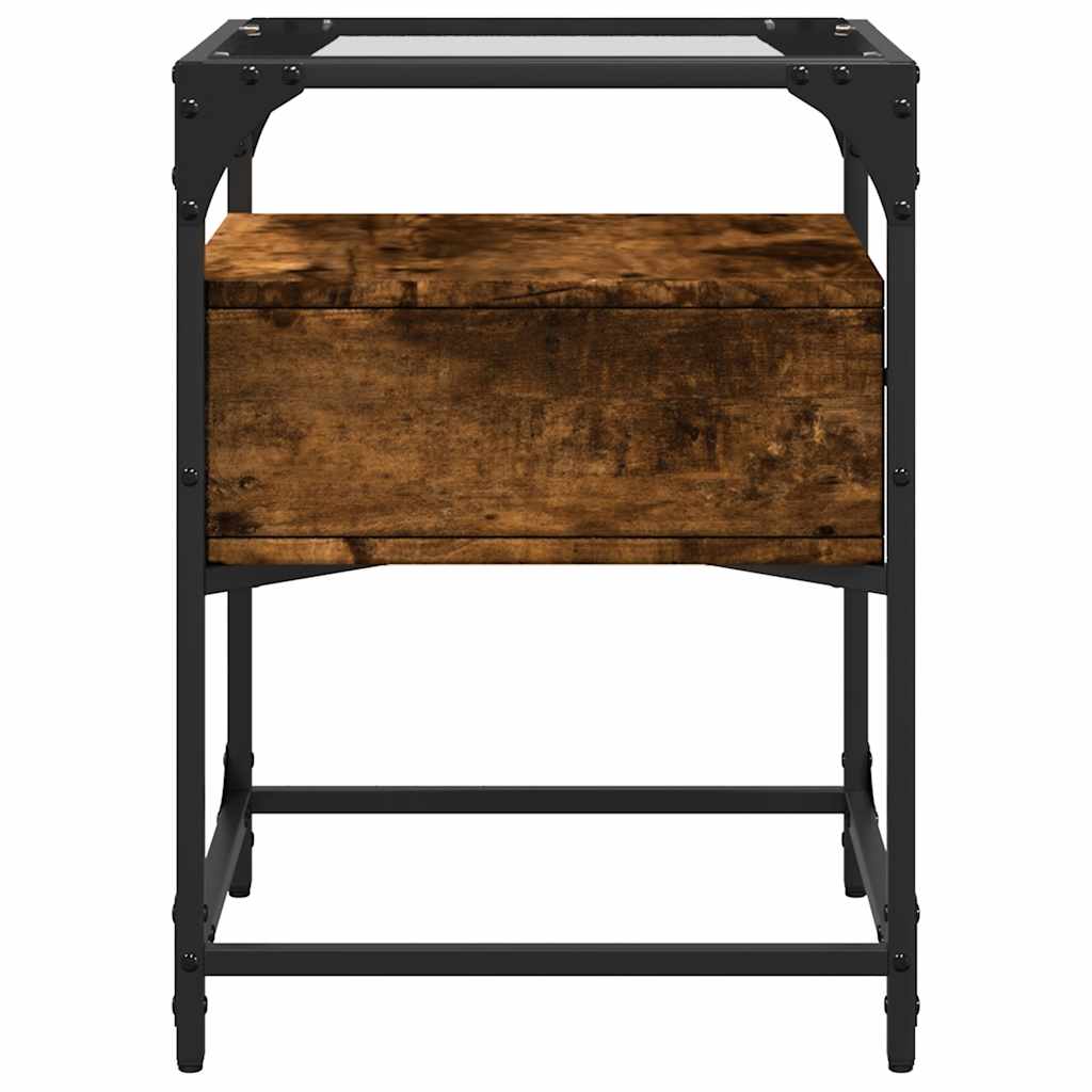 Smoked Oak Bedside Cabinet - 40x40x55 cm, Engineered Wood