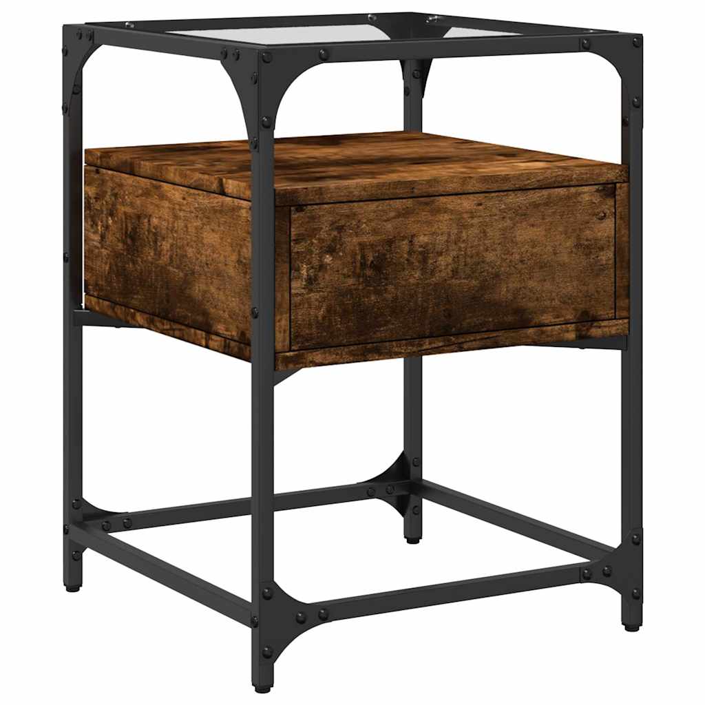 Smoked Oak Bedside Cabinet - 40x40x55 cm, Engineered Wood