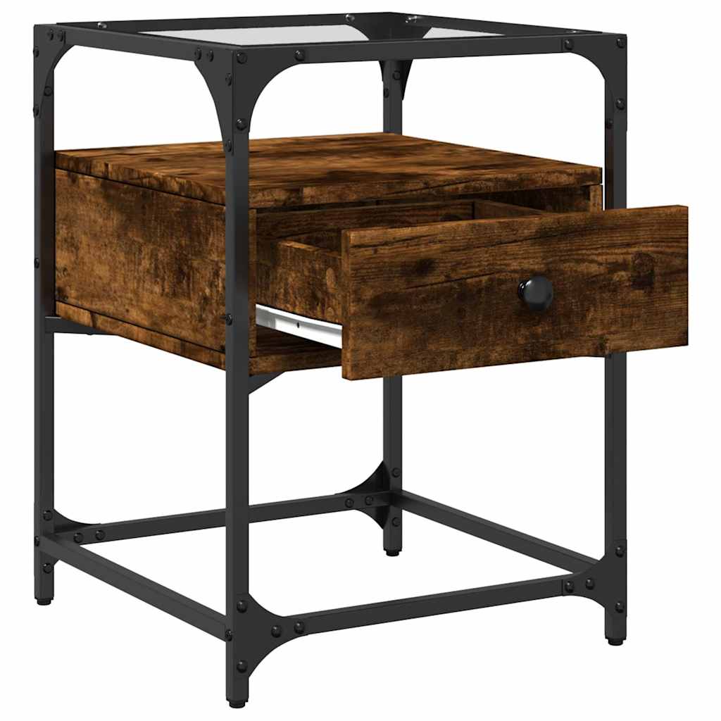 Smoked Oak Bedside Cabinet - 40x40x55 cm, Engineered Wood