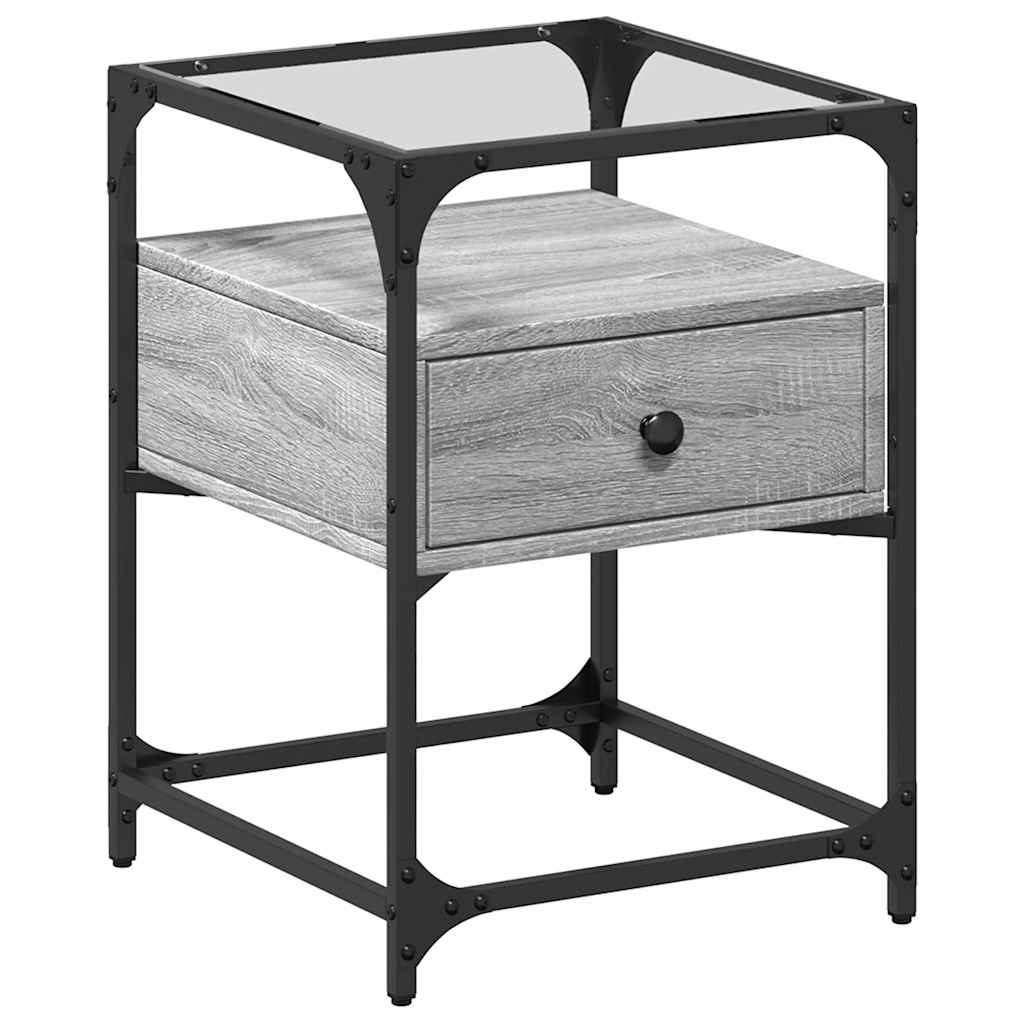 Grey Sonoma Engineered Wood Bedside Cabinet, 40x40x55 cm