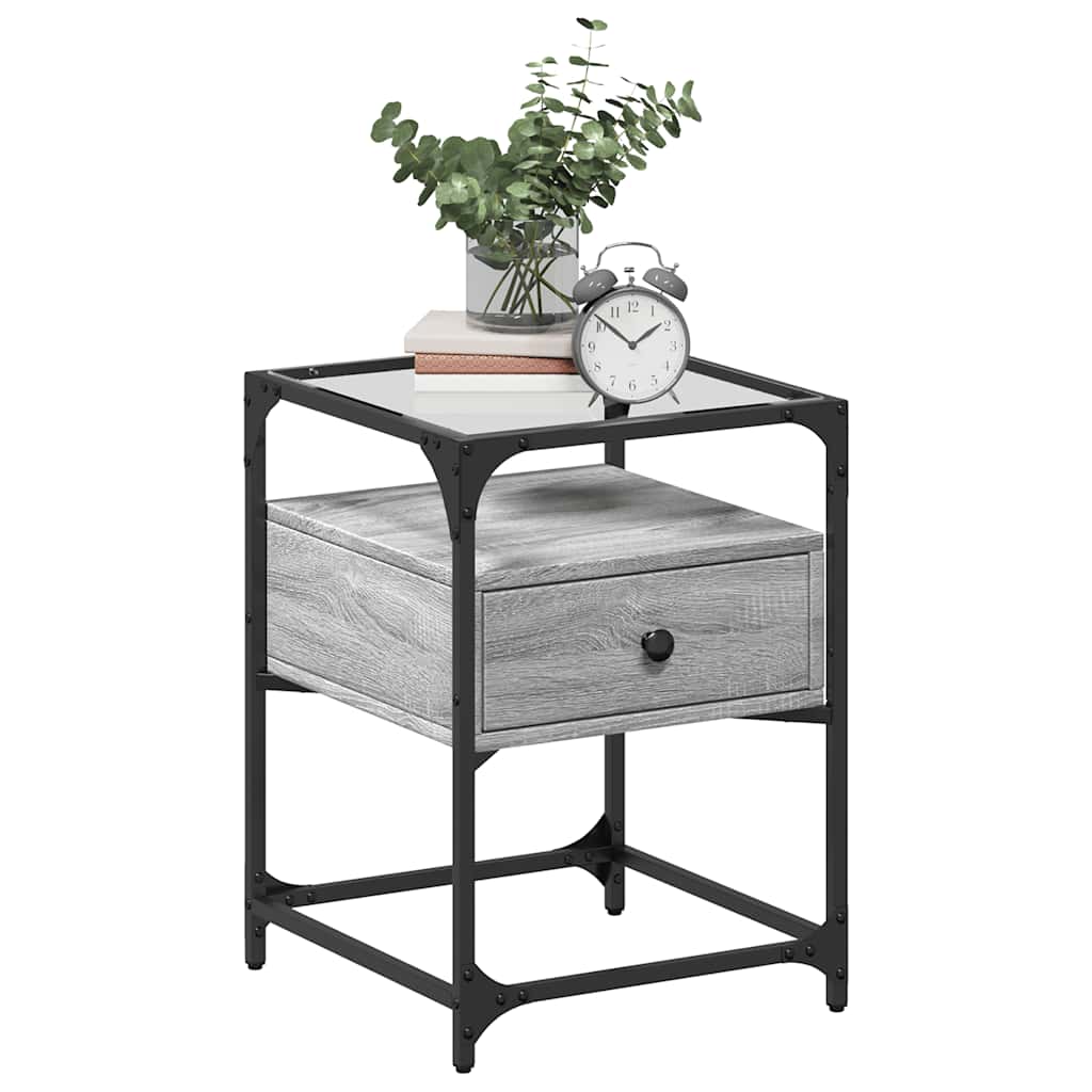 Grey Sonoma Engineered Wood Bedside Cabinet, 40x40x55 cm