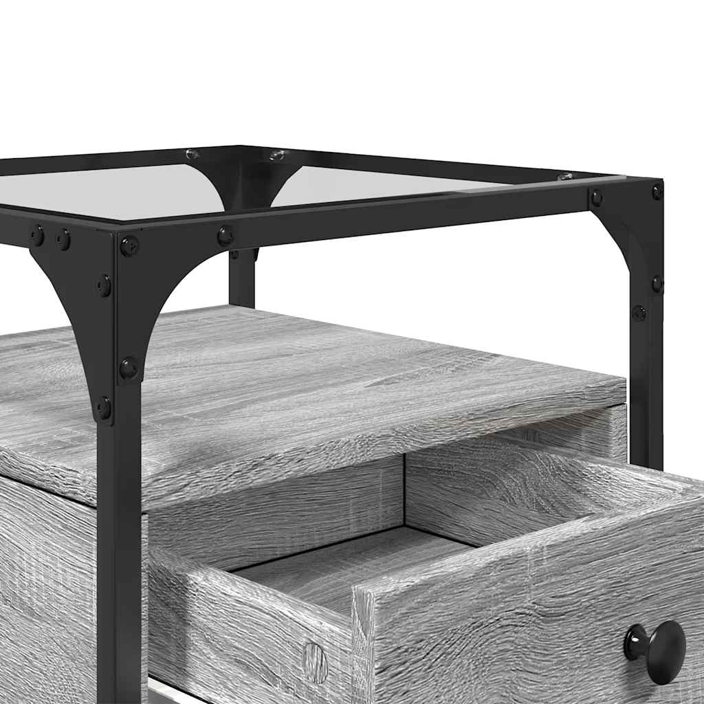 Grey Sonoma Engineered Wood Bedside Cabinet, 40x40x55 cm