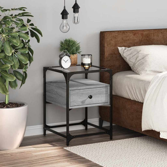 Grey Sonoma Engineered Wood Bedside Cabinet, 40x40x55 cm