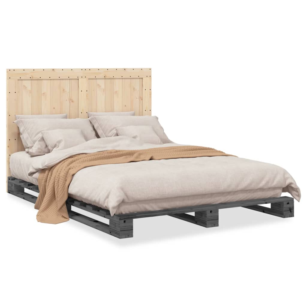 Bed Frame without Mattress Grey 140x200 cm Solid Wood Pine