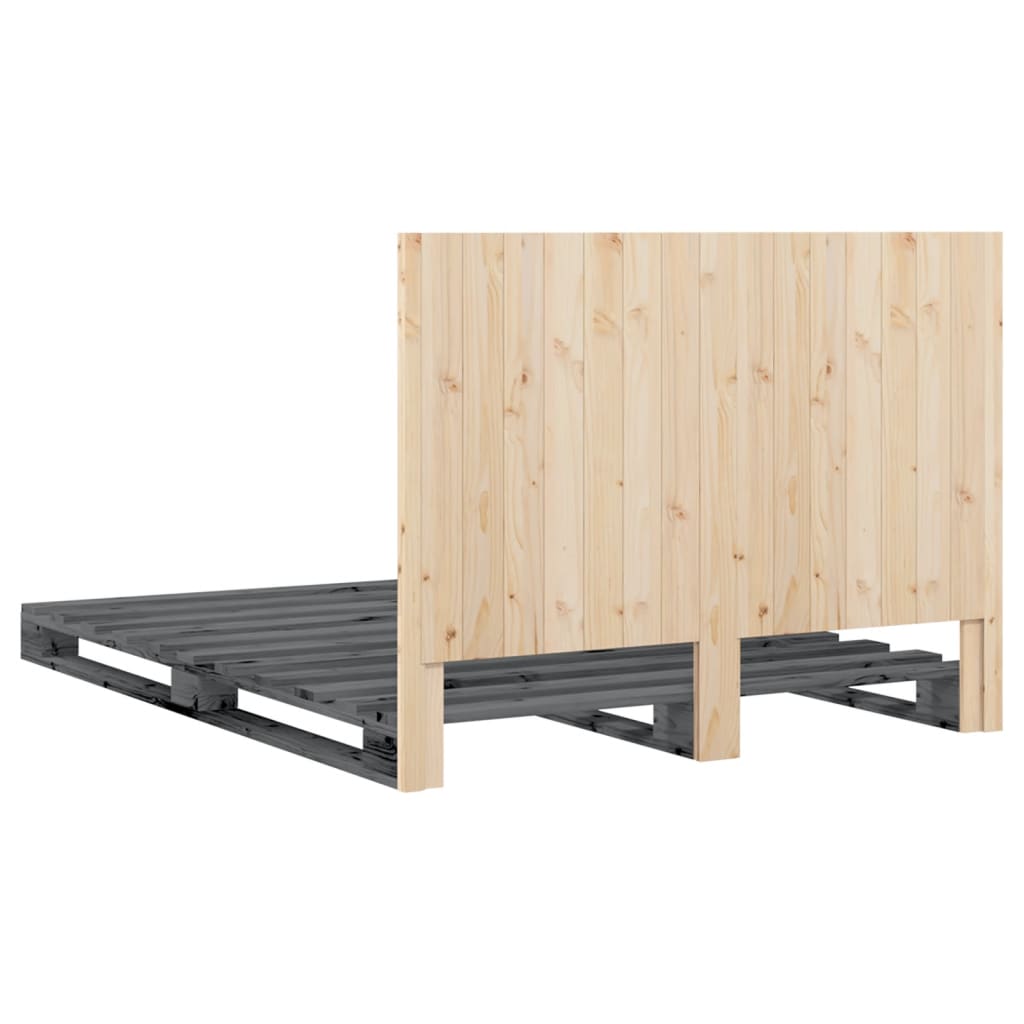 Bed Frame without Mattress Grey 140x200 cm Solid Wood Pine