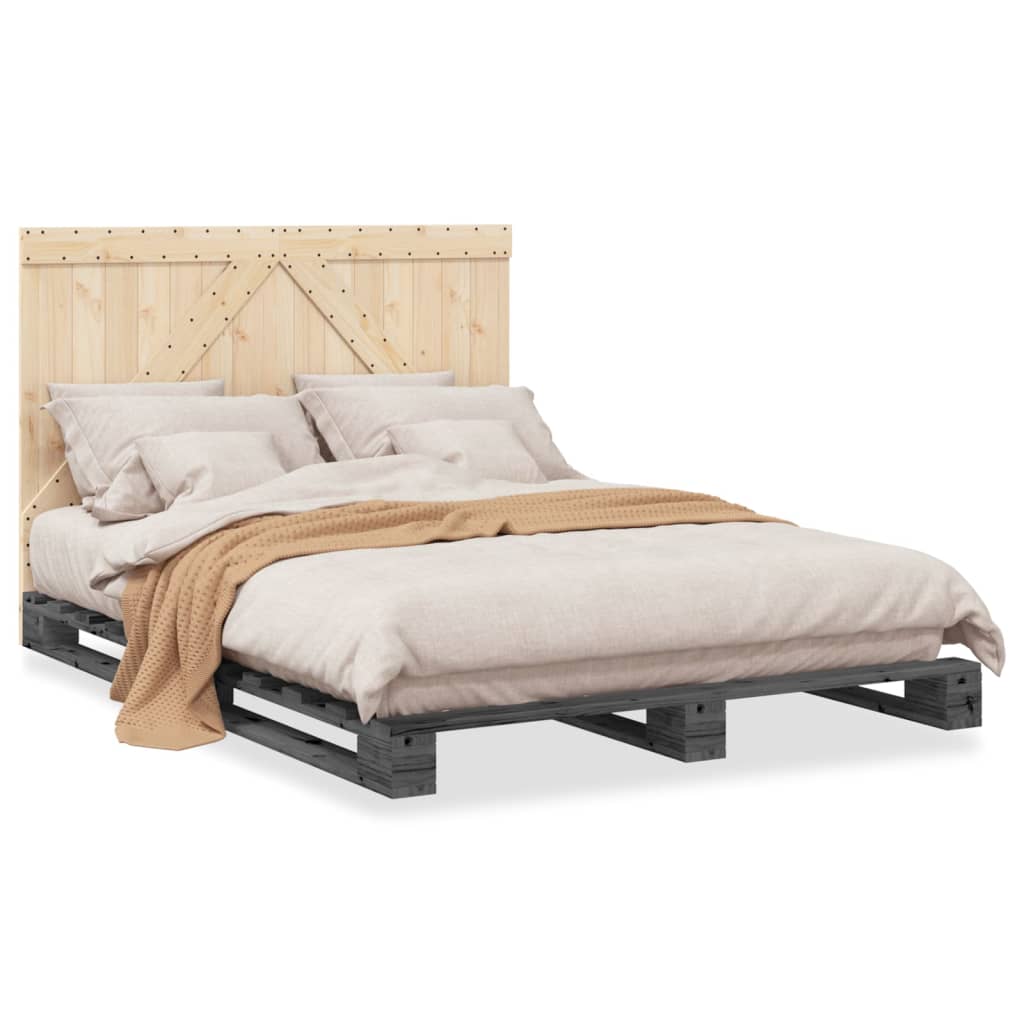Bed Frame without Mattress Grey 140x200 cm Solid Wood Pine