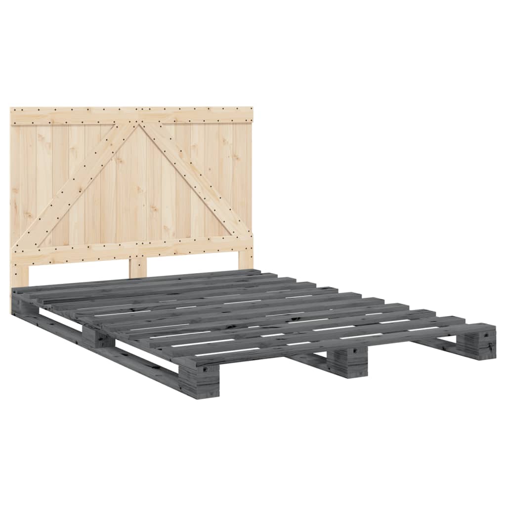 Bed Frame without Mattress Grey 140x200 cm Solid Wood Pine