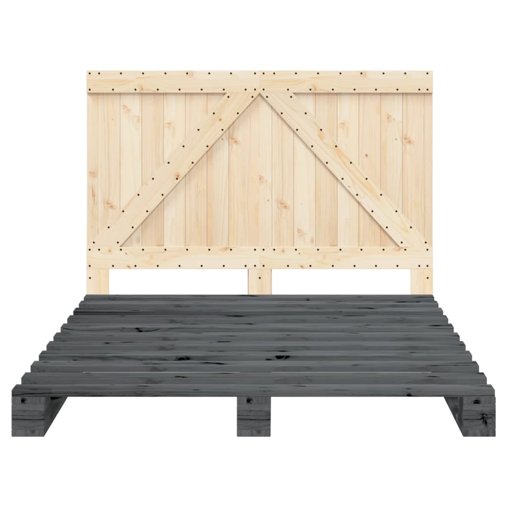 Bed Frame without Mattress Grey 140x200 cm Solid Wood Pine