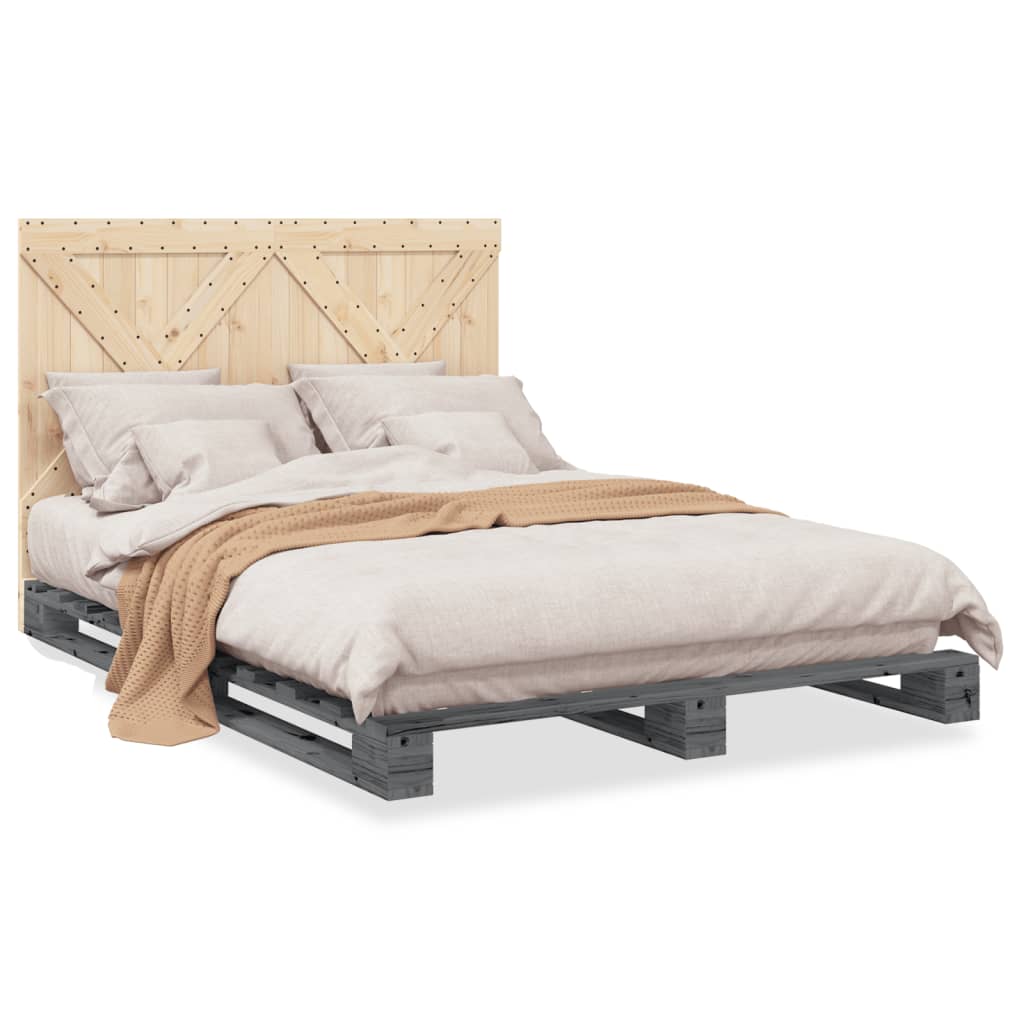 Bed Frame without Mattress Grey 140x200 cm Solid Wood Pine