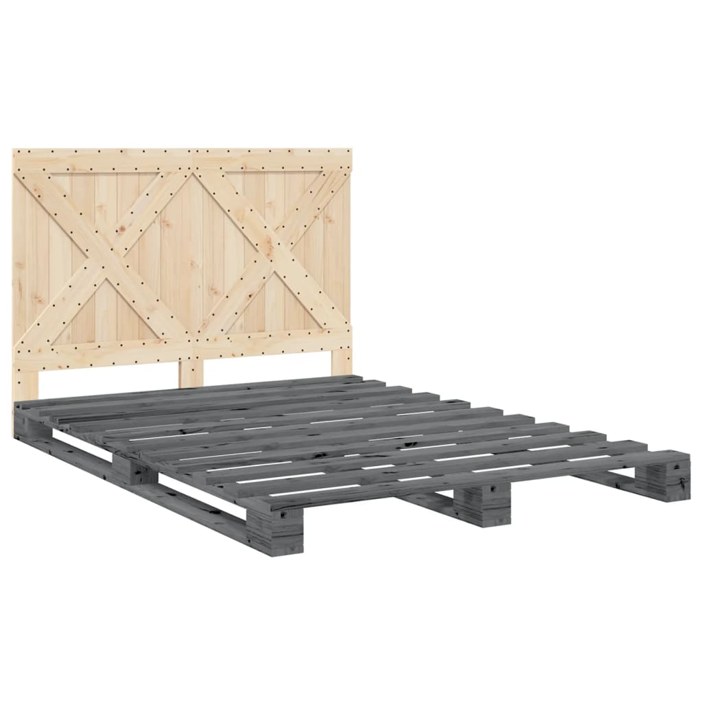Bed Frame without Mattress Grey 140x200 cm Solid Wood Pine