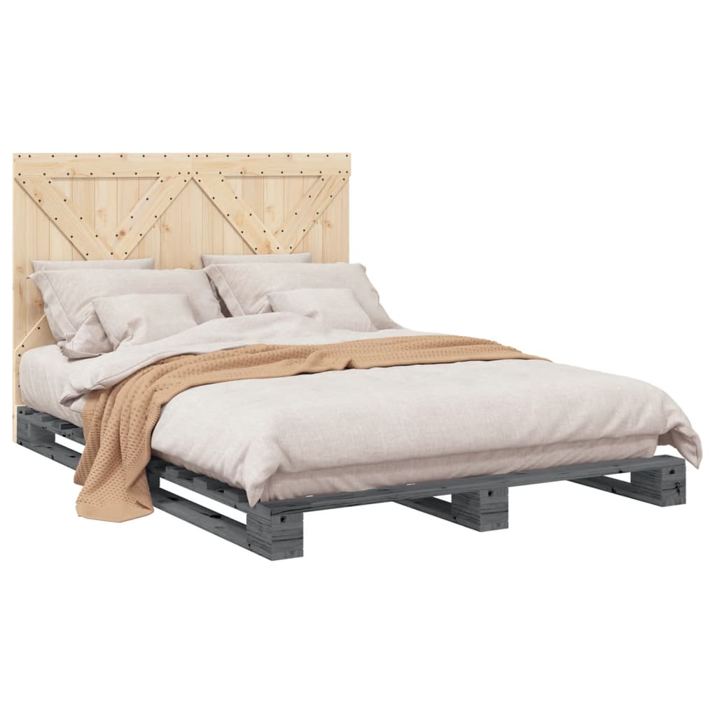 Bed Frame without Mattress Grey 140x200 cm Solid Wood Pine