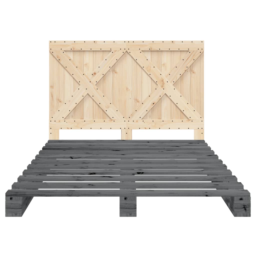 Bed Frame without Mattress Grey 140x200 cm Solid Wood Pine