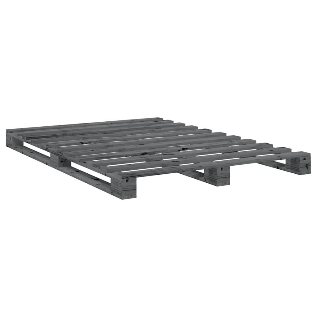 Bed Frame without Mattress Grey 140x200 cm Solid Wood Pine
