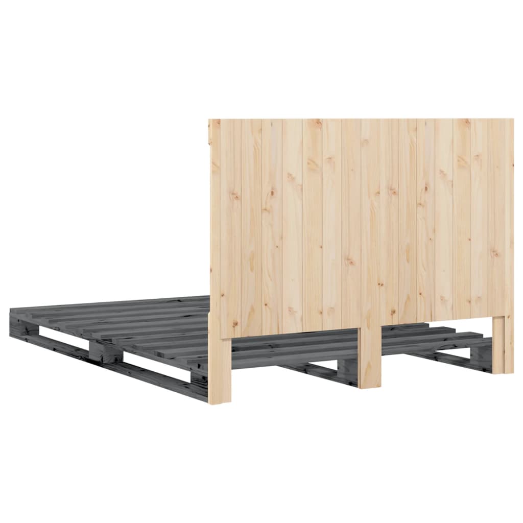 Bed Frame without Mattress Grey 140x200 cm Solid Wood Pine