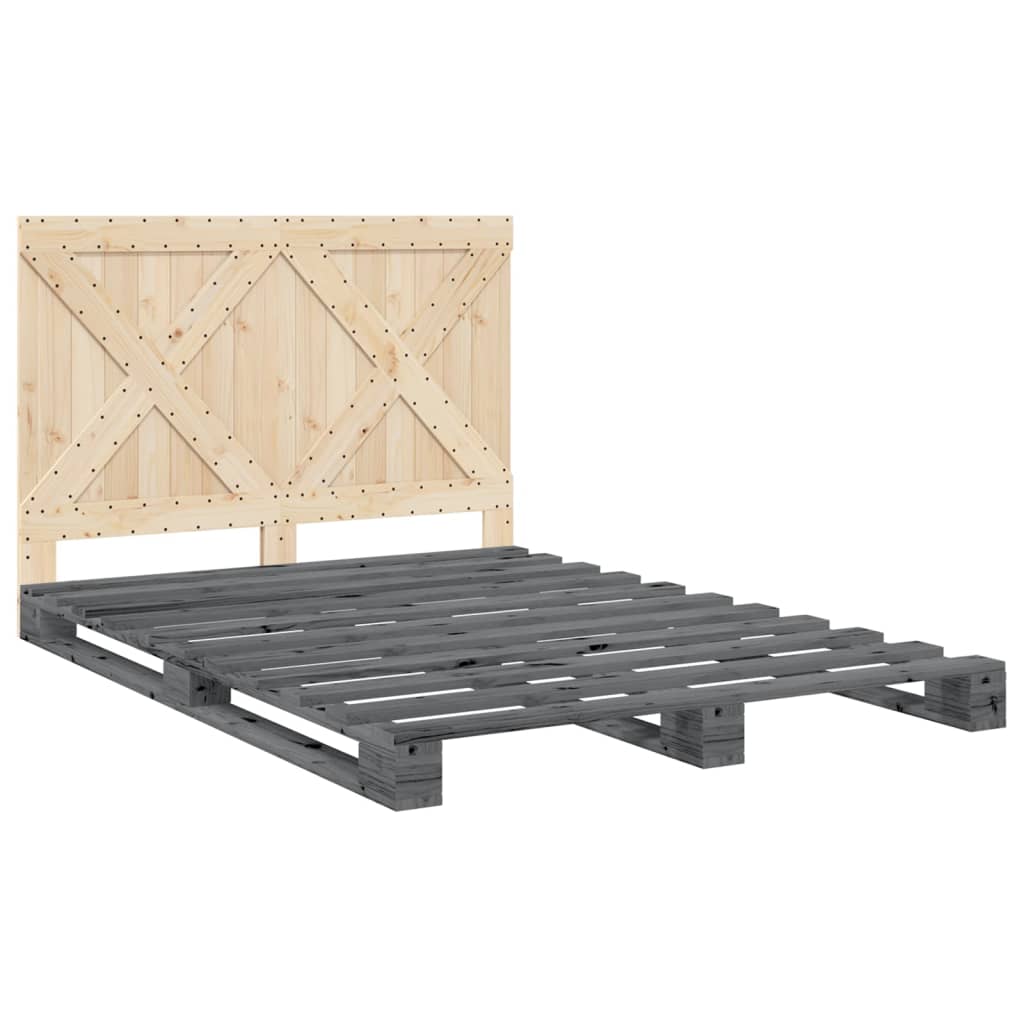 Bed Frame without Mattress Grey 160x200 cm Solid Wood Pine