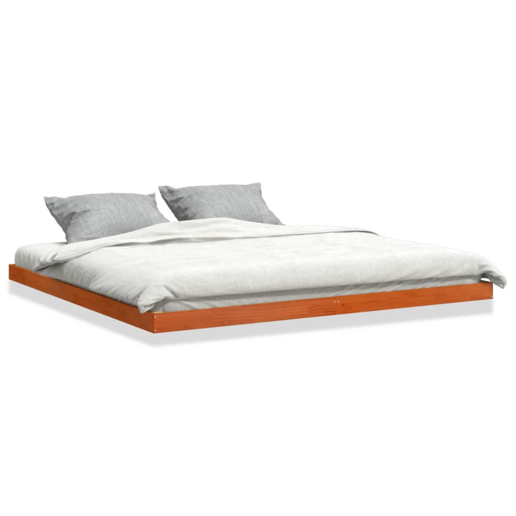 Bed Frame without Mattress Wax Brown 200x200 cm Solid Wood Pine