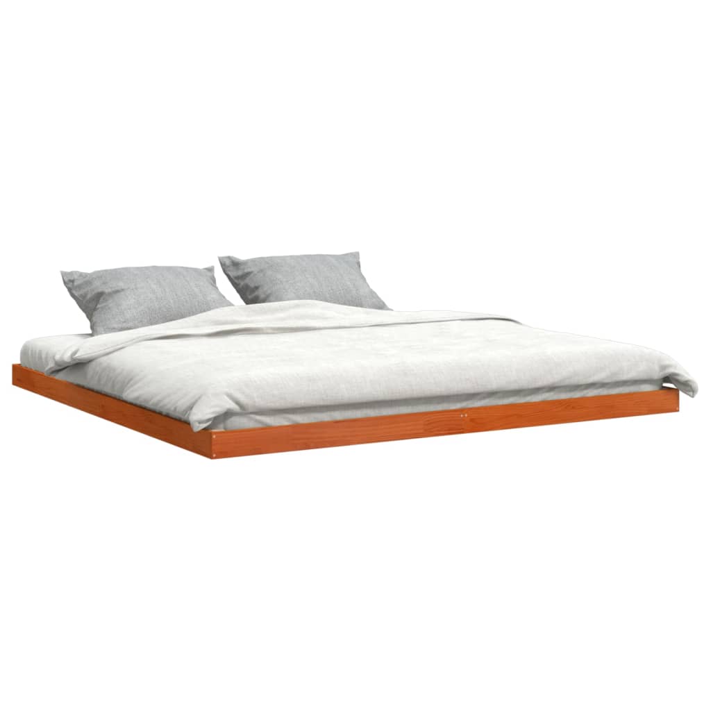 Bed Frame without Mattress Wax Brown 200x200 cm Solid Wood Pine