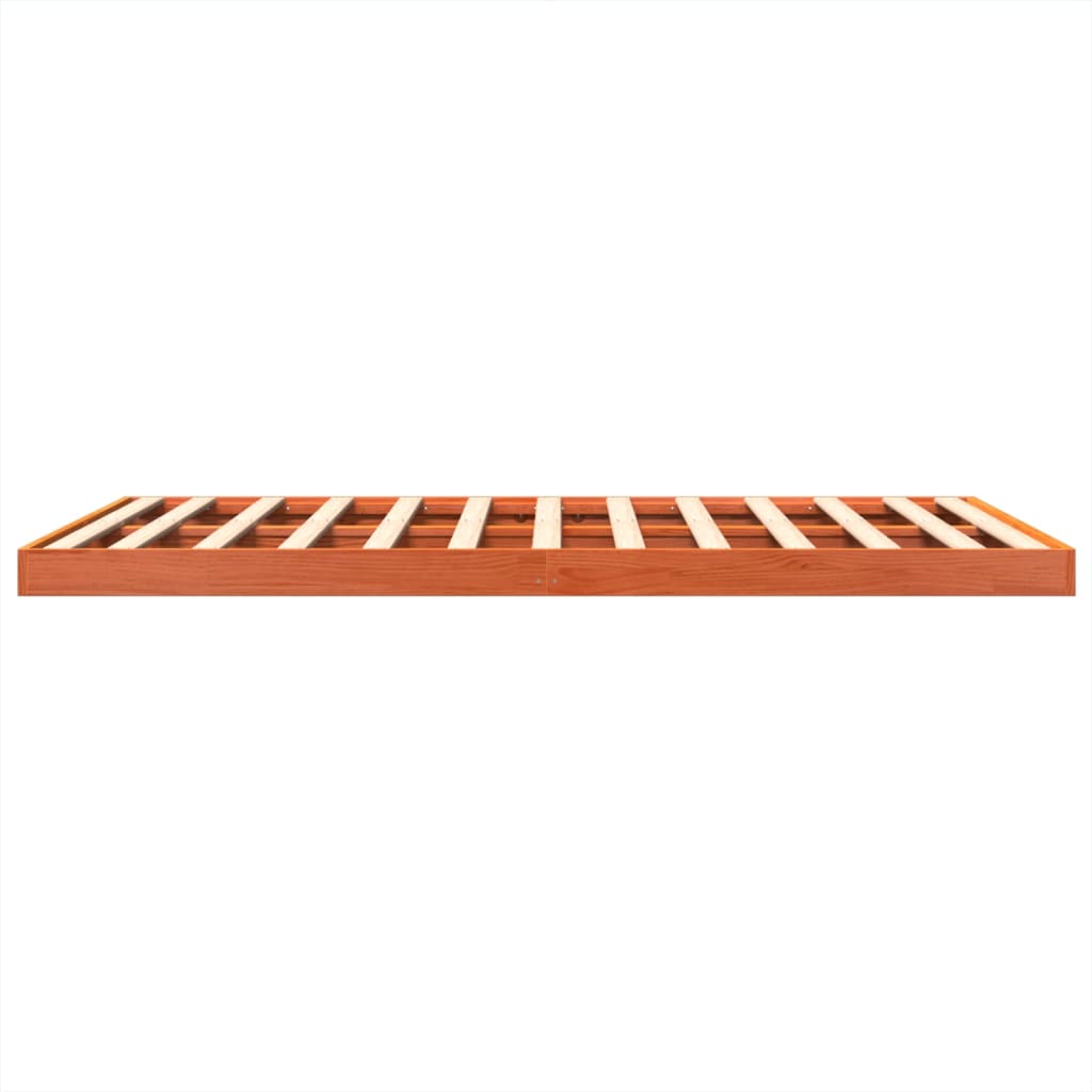 Solid Pine Bed Frame 160x200 cm - Wax Brown Finish, No Mattress