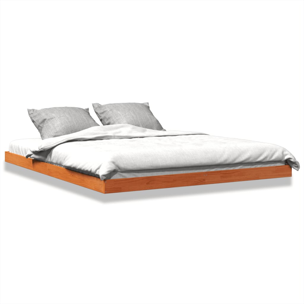 Solid Pine Wax Brown King Bed Frame 150x200 cm - No Mattress