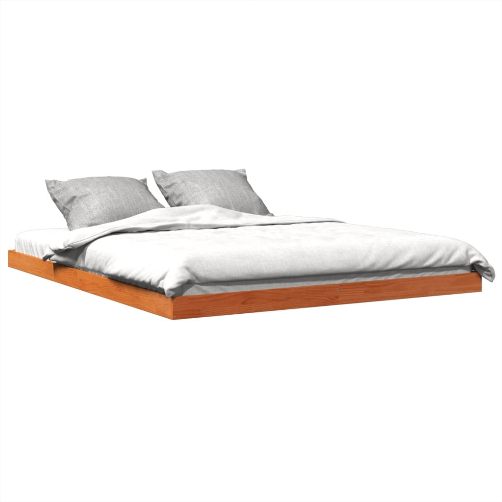 Solid Pine Wax Brown King Bed Frame 150x200 cm - No Mattress