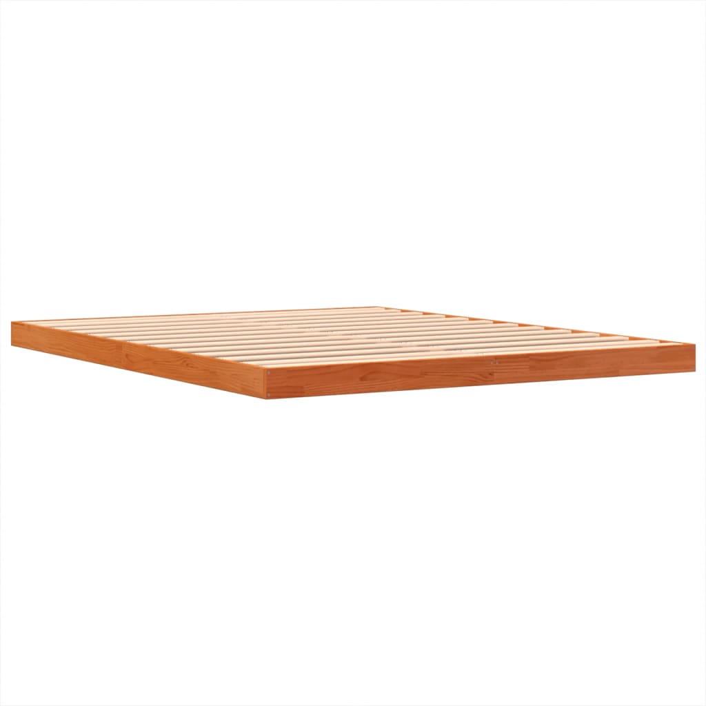 Solid Pine Wax Brown King Bed Frame 150x200 cm - No Mattress