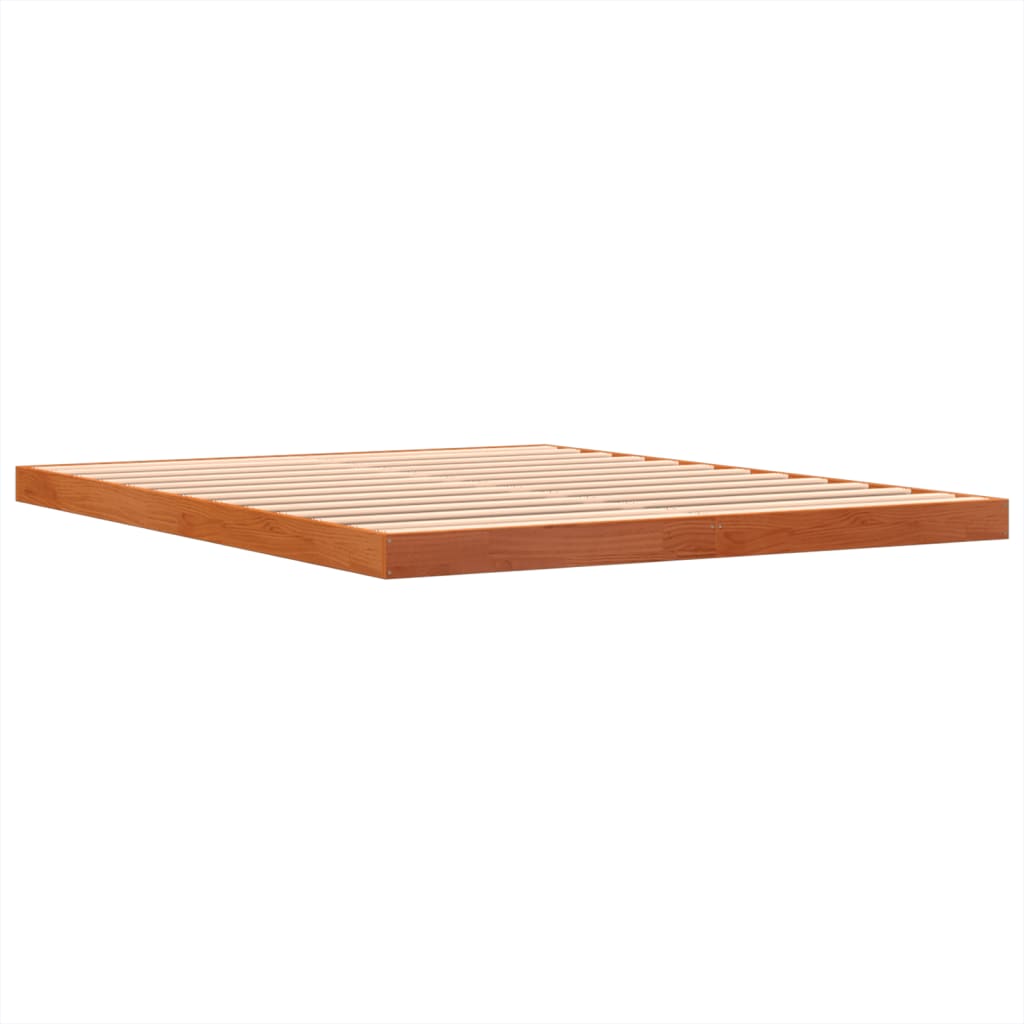Solid Pine Wax Brown King Bed Frame 150x200 cm - No Mattress
