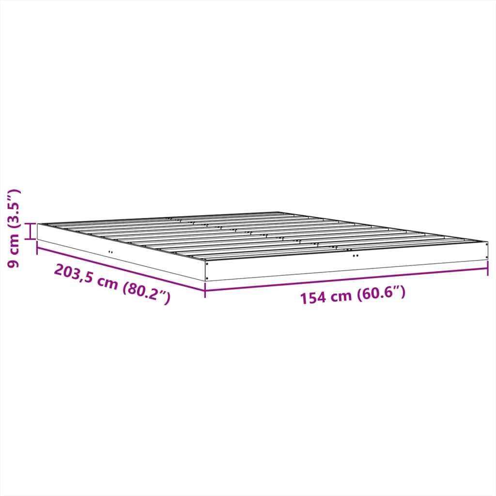 Solid Pine Wax Brown King Bed Frame 150x200 cm - No Mattress