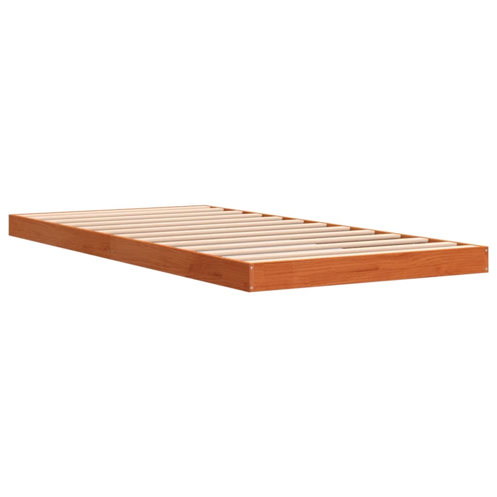 Wax Brown Solid Pine Bed Frame, 75x190 cm, Small Single Size