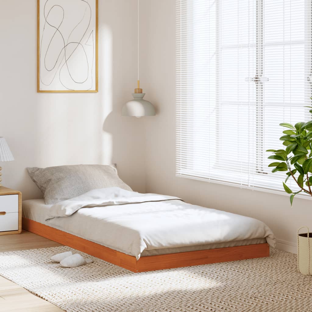 Wax Brown Solid Pine Bed Frame, 75x190 cm, Small Single Size