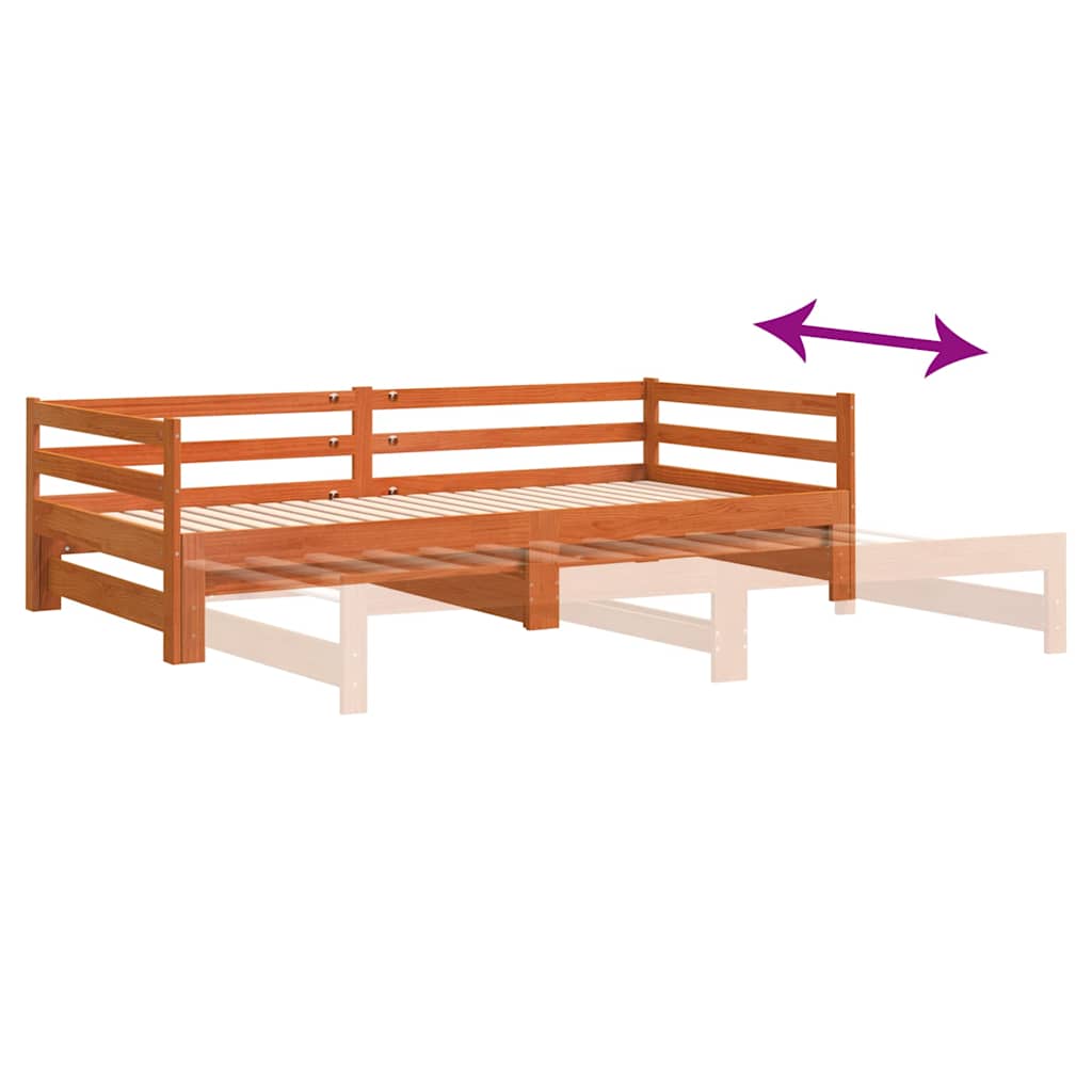 Daybed with Trundle without Mattress Wax Brown 90x200 cm Solid Wood