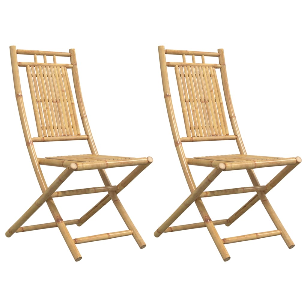 Bamboo Folding Garden Chairs Set of 2 - 46x66x99 cm