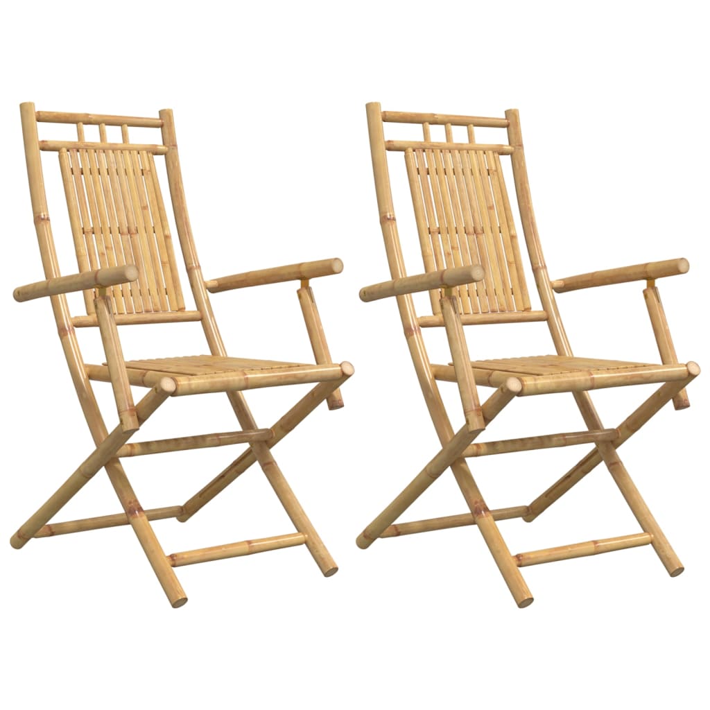 Set of 2 Bamboo Folding Garden Chairs 53x66x99 cm - Natural Finish