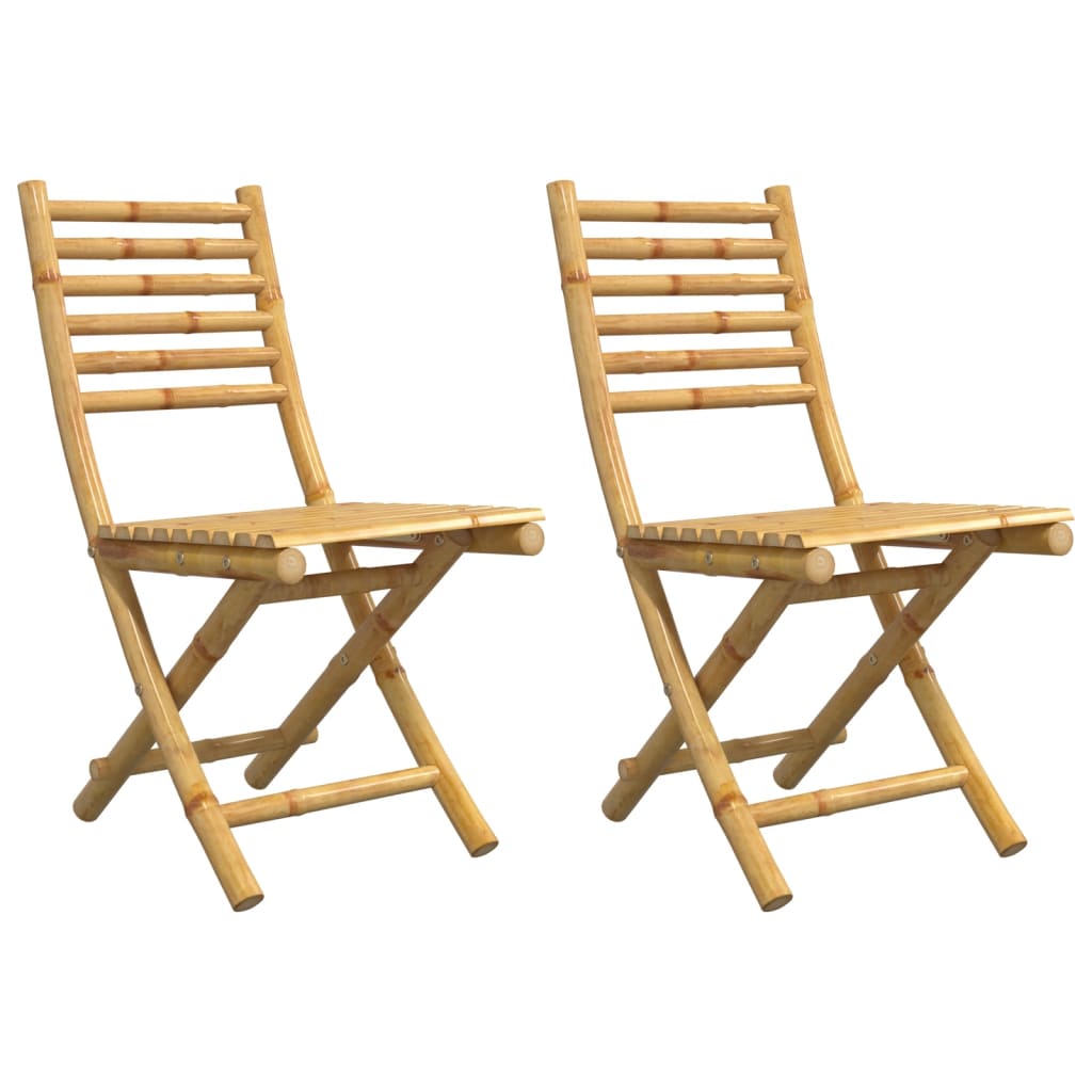 Bamboo Folding Garden Chairs, Set of 2, 43x54x88 cm - Natural Style