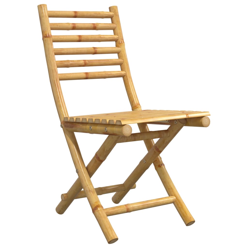 Bamboo Folding Garden Chairs, Set of 2, 43x54x88 cm - Natural Style