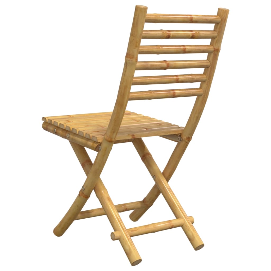 Bamboo Folding Garden Chairs, Set of 2, 43x54x88 cm - Natural Style